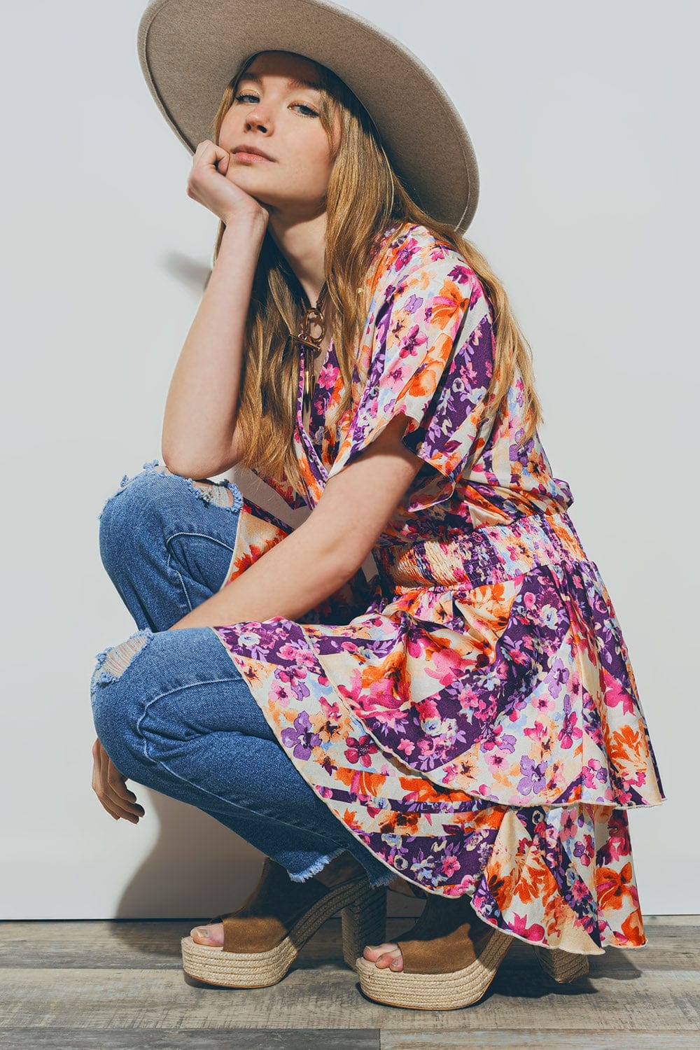 Q2 Dresses Floral Mini Dress in Multicolour