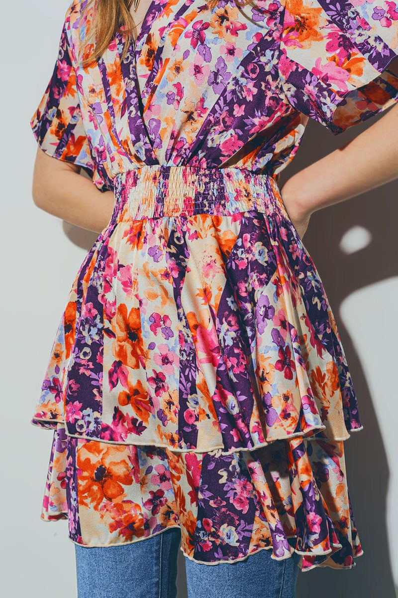 Q2 Dresses Floral Mini Dress in Multicolour