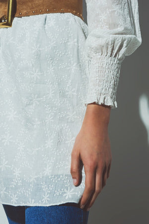 Q2 Dresses Floral Textured Mini Dress in White
