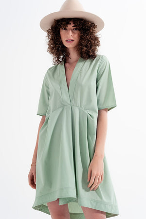 Q2 Dresses High low dress with empire waistline in green