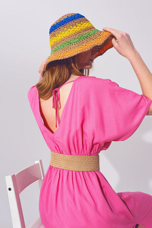 Q2 Dresses Kimono Sleeve Maxi Dress in Pink