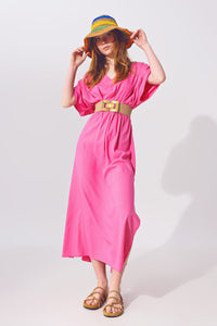Q2 Dresses Kimono Sleeve Maxi Dress in Pink