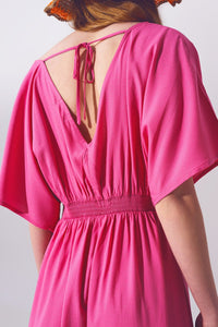 Q2 Dresses Kimono Sleeve Maxi Dress in Pink