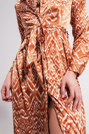 Q2 Dresses Maxi dress in abstract animal print in orange
