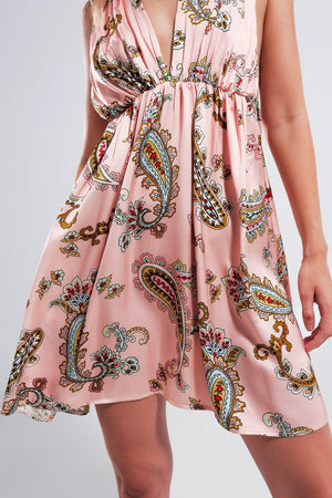 Q2 Dresses Mini sundress in pink paisley floral