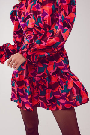 Q2 Dresses Puff sleeve mini dress in fuchsia