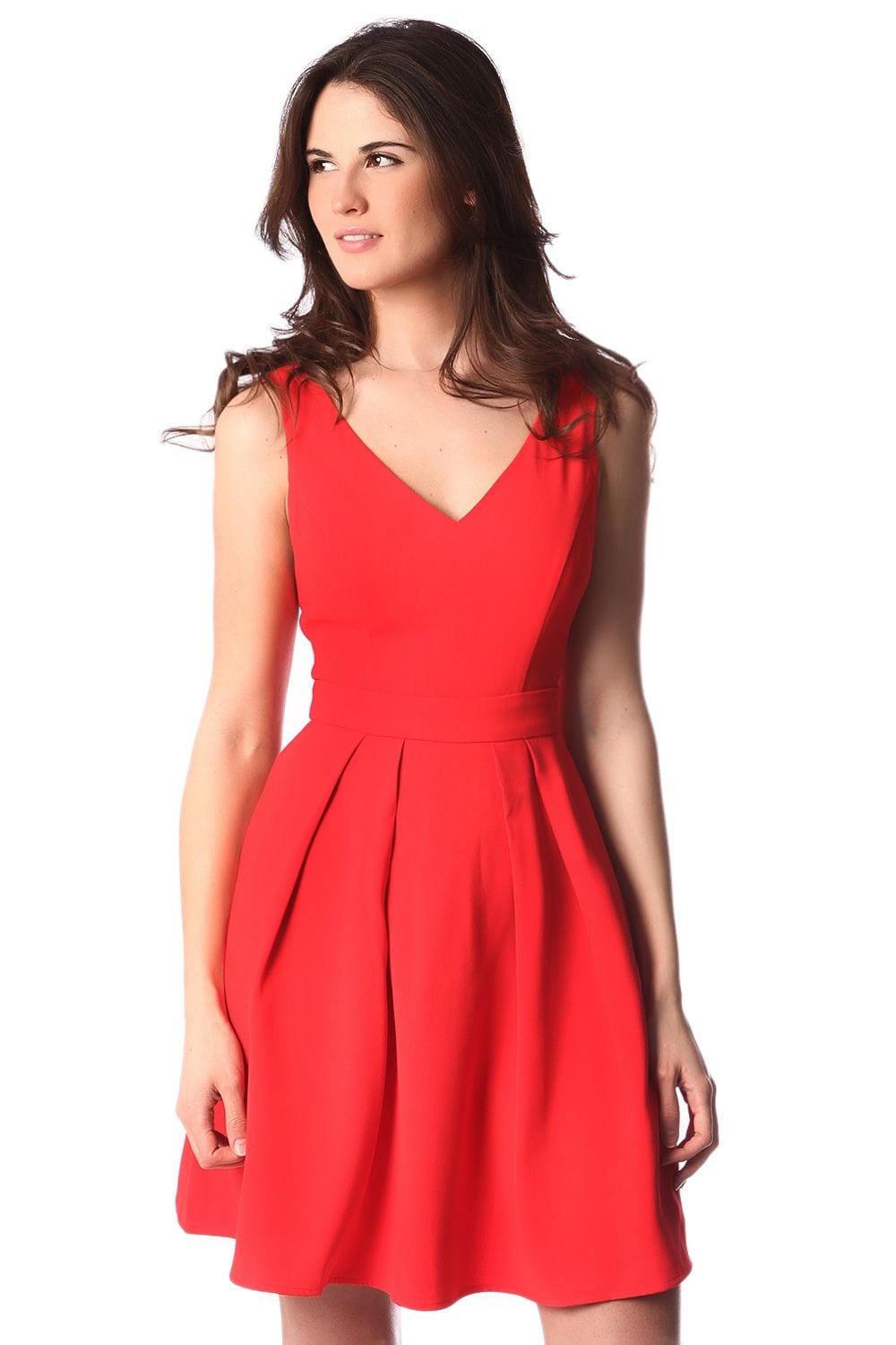 Q2 Dresses Red midi dress with open strap back and bow detail