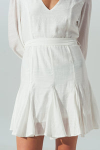 Q2 Dresses Ruffle V Neck Dress in White