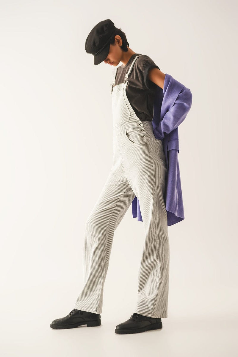 Q2 Dresses Salopette jumpsuit in grey stripes