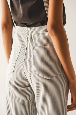 Q2 Dresses Salopette jumpsuit in grey stripes