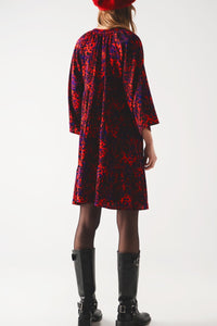 Q2 Dresses Tiered mini smock dress in animal print in red