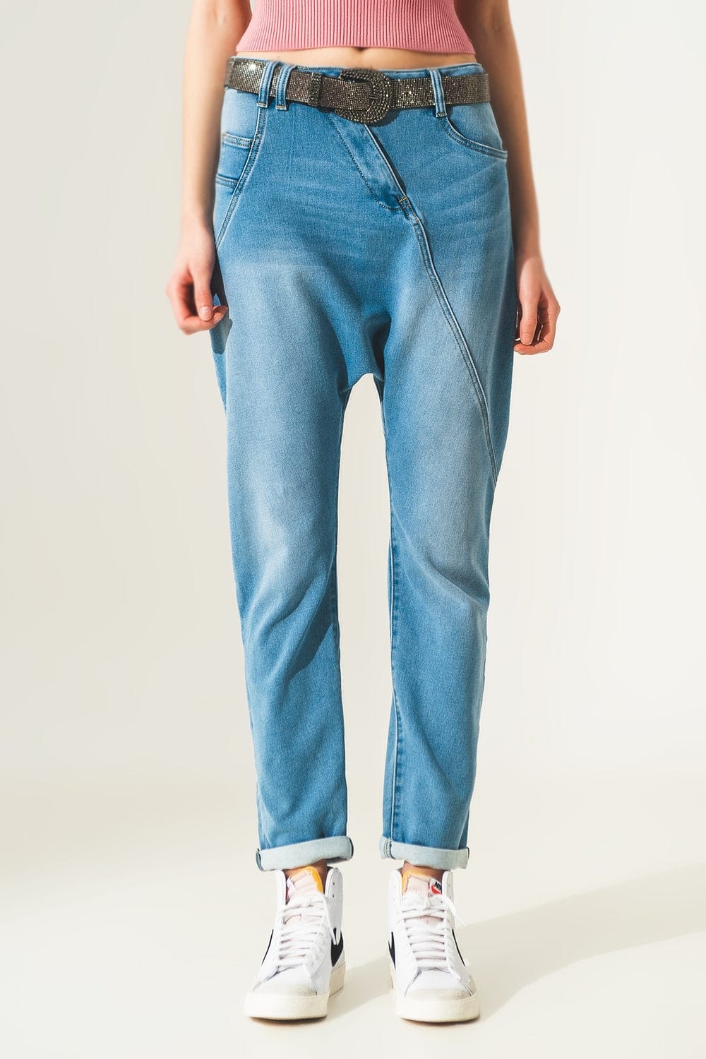 Q2 Jeans 90s baggy jeans in blue vintage wash