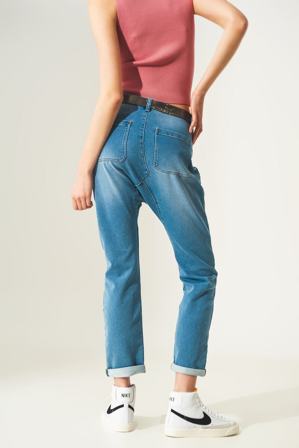 Q2 Jeans 90s baggy jeans in blue vintage wash