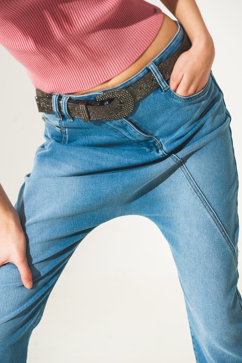 Q2 Jeans 90s baggy jeans in blue vintage wash