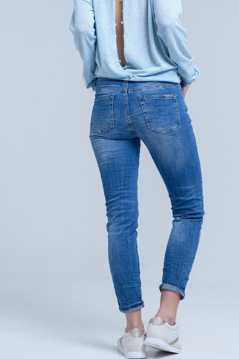 Q2 Jeans Ankle jeans with rip and repair