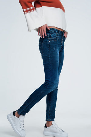 Q2 Jeans Blue jeans with button closure