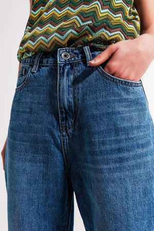 Q2 Jeans Cotton high waist mom jeans in medium blue