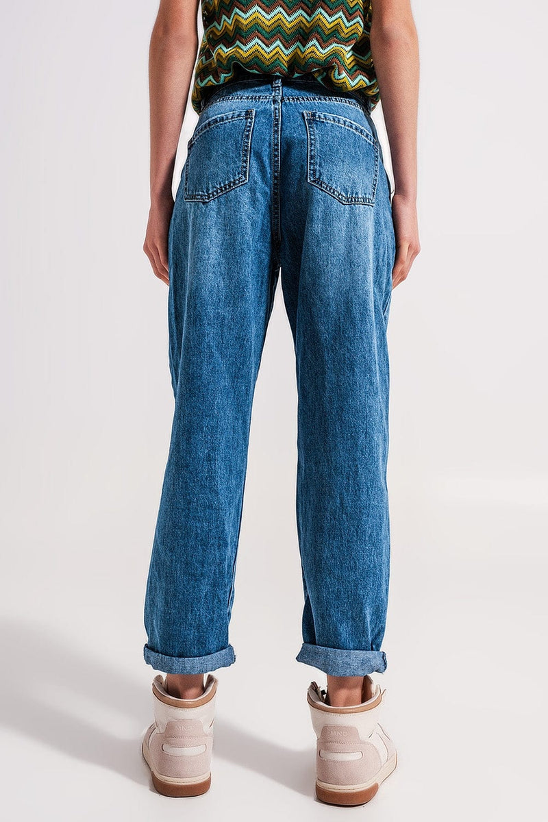 Q2 Jeans Cotton high waist mom jeans in medium blue