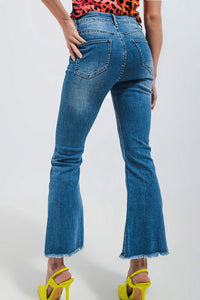 Q2 Jeans Cropped kickflare jeans in mid wash