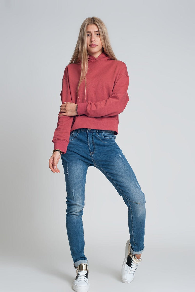 Q2 Jeans distressed boyfriend jeans  blue denim