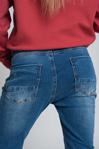 Q2 Jeans distressed boyfriend jeans  blue denim