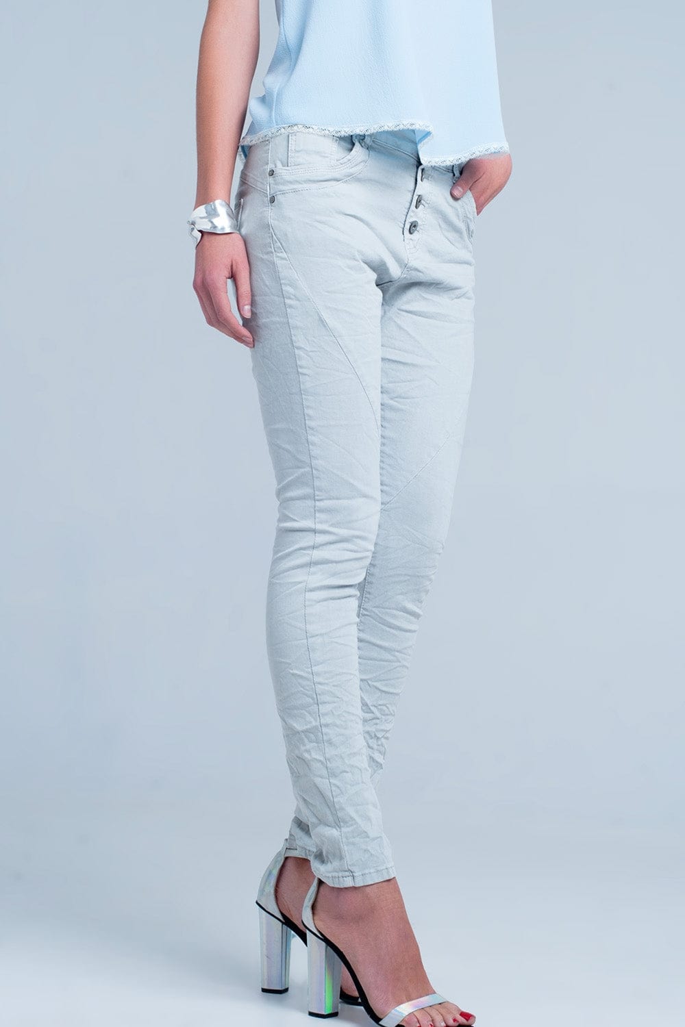 Q2 Jeans Grey Low rise boyfriend jeans