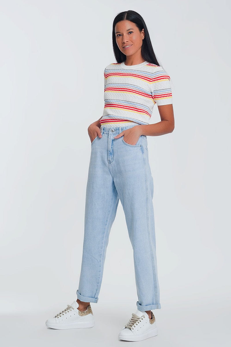 Q2 Jeans High waist mom jeans in light blue denim
