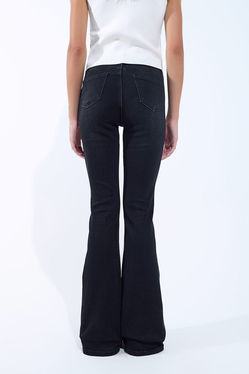 Q2 Jeans High Waisted Flare Jeans In Black