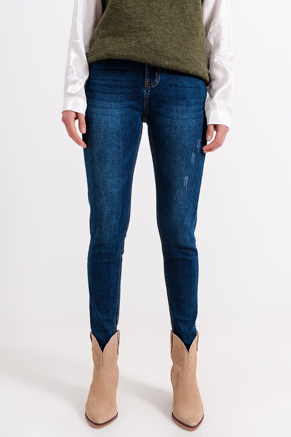 Q2 Jeans High waisted skinny jeans in blue wash