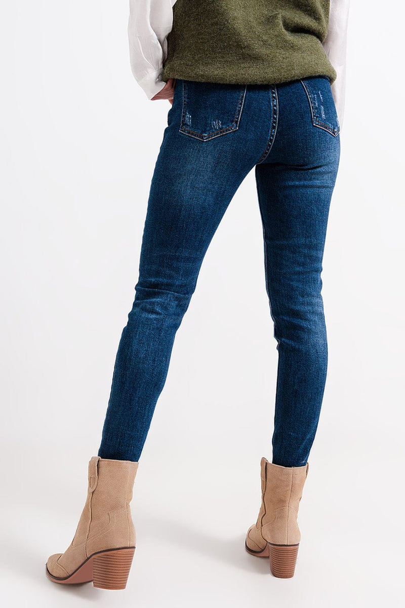 Q2 Jeans High waisted skinny jeans in blue wash