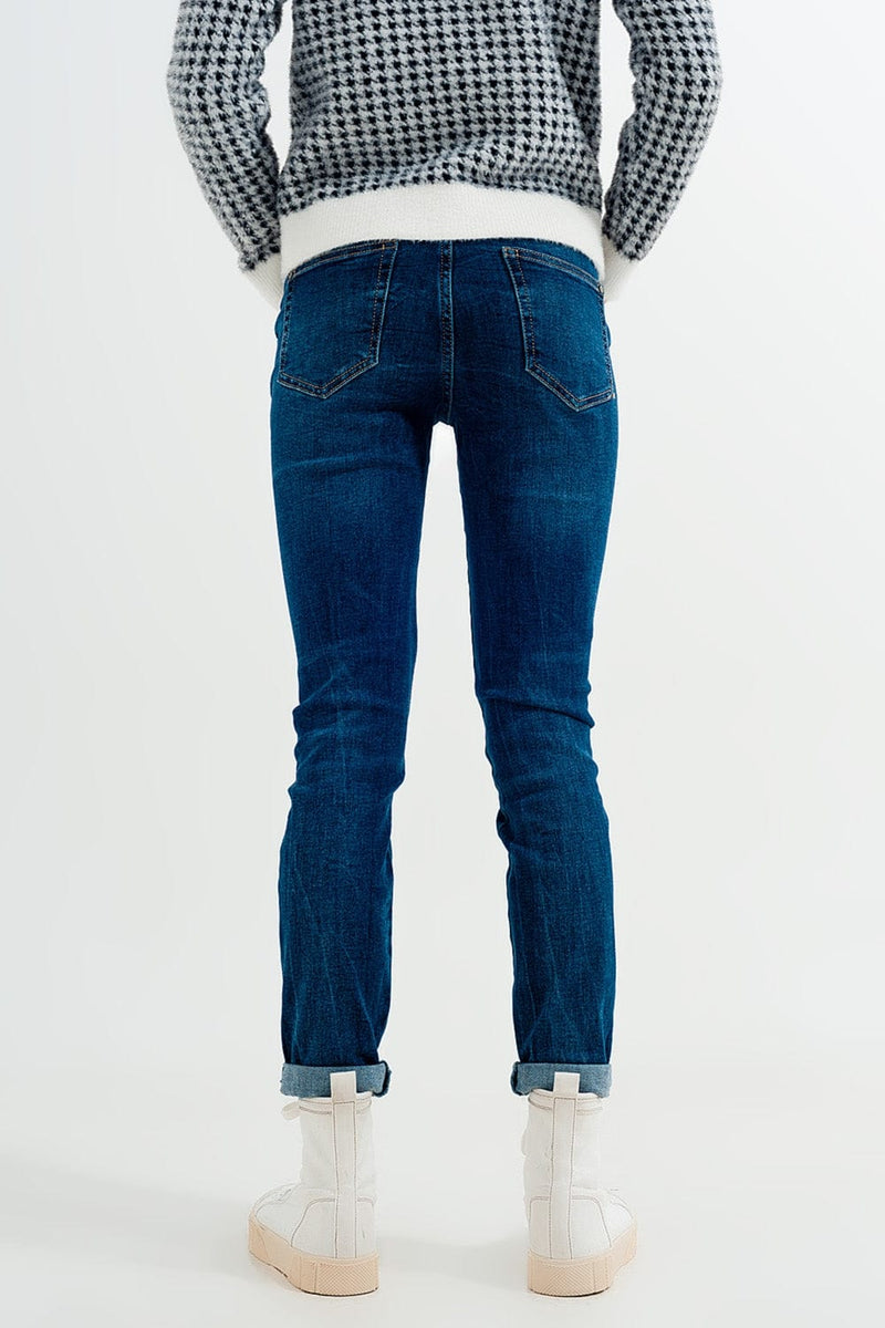 Q2 Jeans High waisted skinny jeans in colour mid blue wash