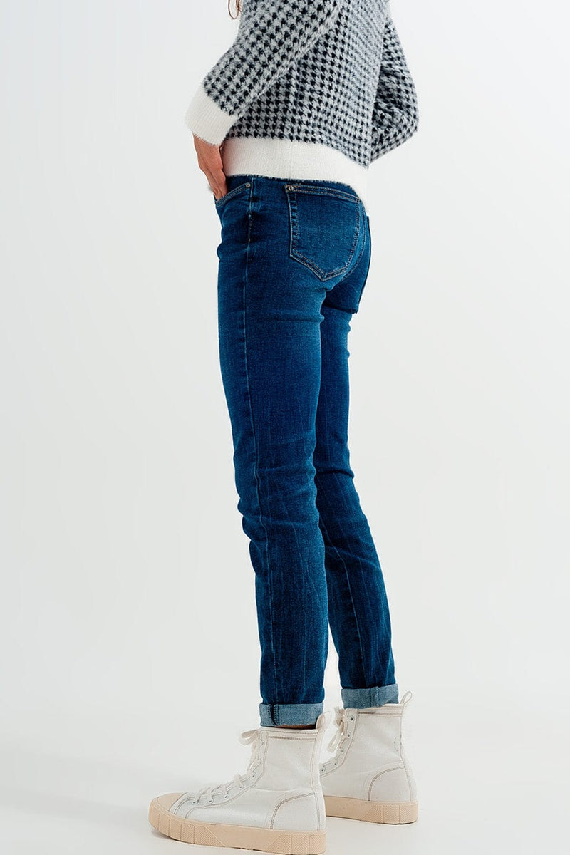 Q2 Jeans High waisted skinny jeans in colour mid blue wash