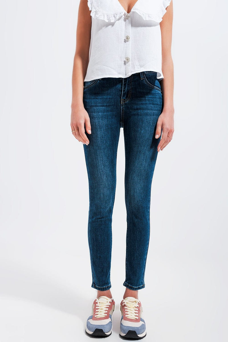 Q2 Jeans High waisted skinny jeans in dark wash