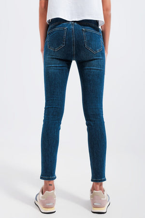 Q2 Jeans High waisted skinny jeans in dark wash