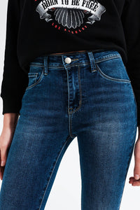 Q2 Jeans High waisted skinny jeans in mid blue