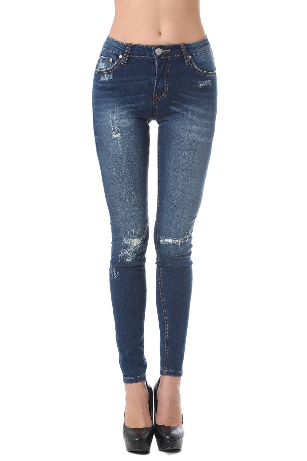 Q2 Jeans Highwaist skinny jean with distressed detailing