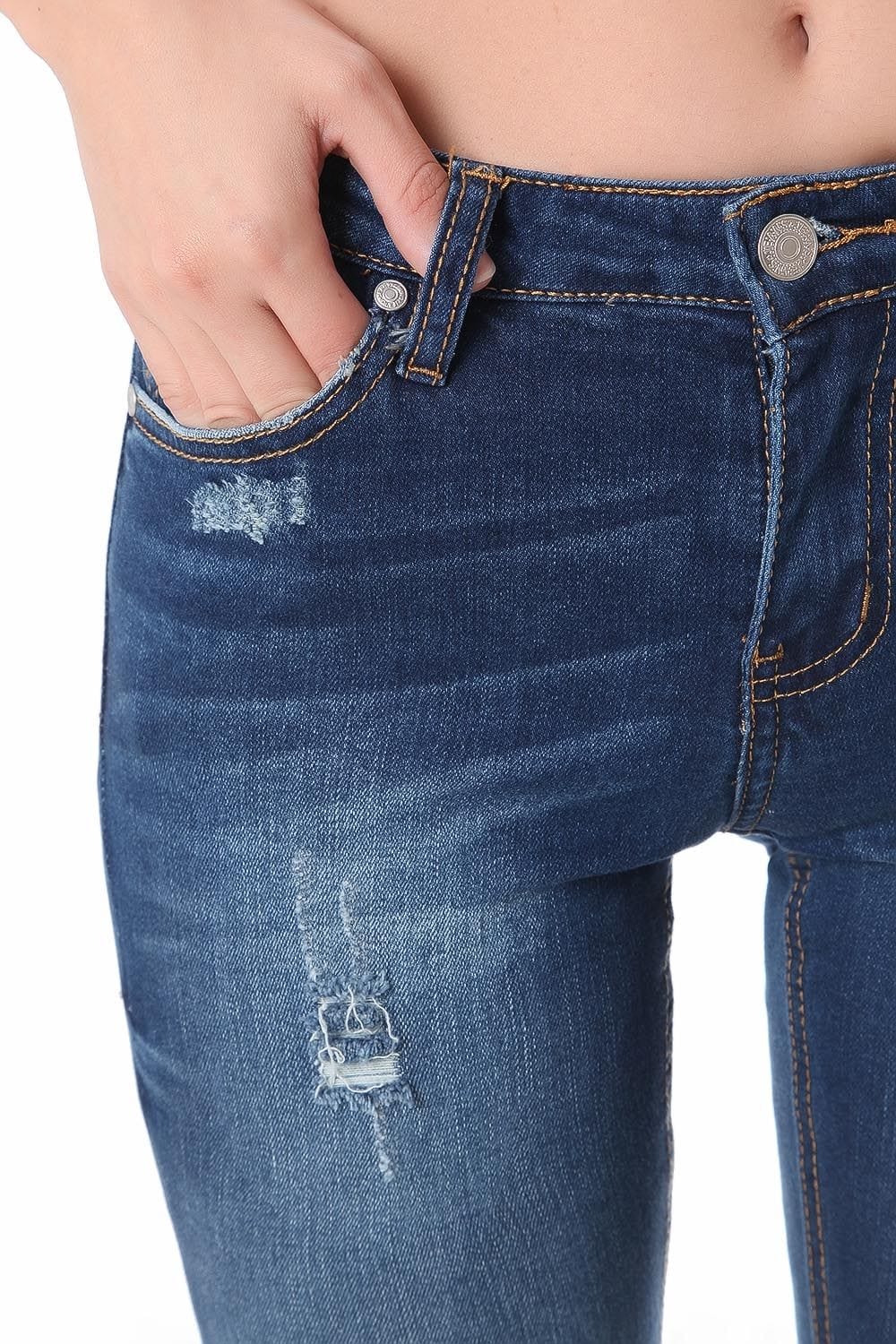Q2 Jeans Highwaist skinny jean with distressed detailing