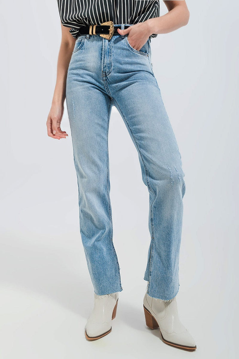 Q2 Jeans Jeans in light wash with raw hem
