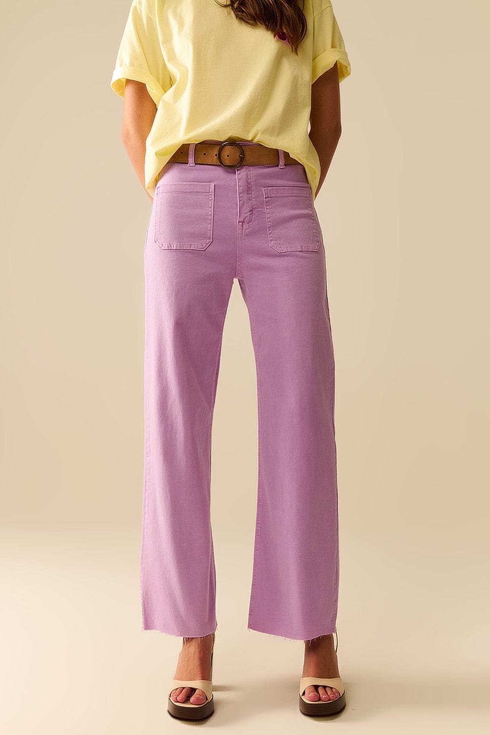Q2 Jeans Lilac Straight Leg Pants With Front Pockets