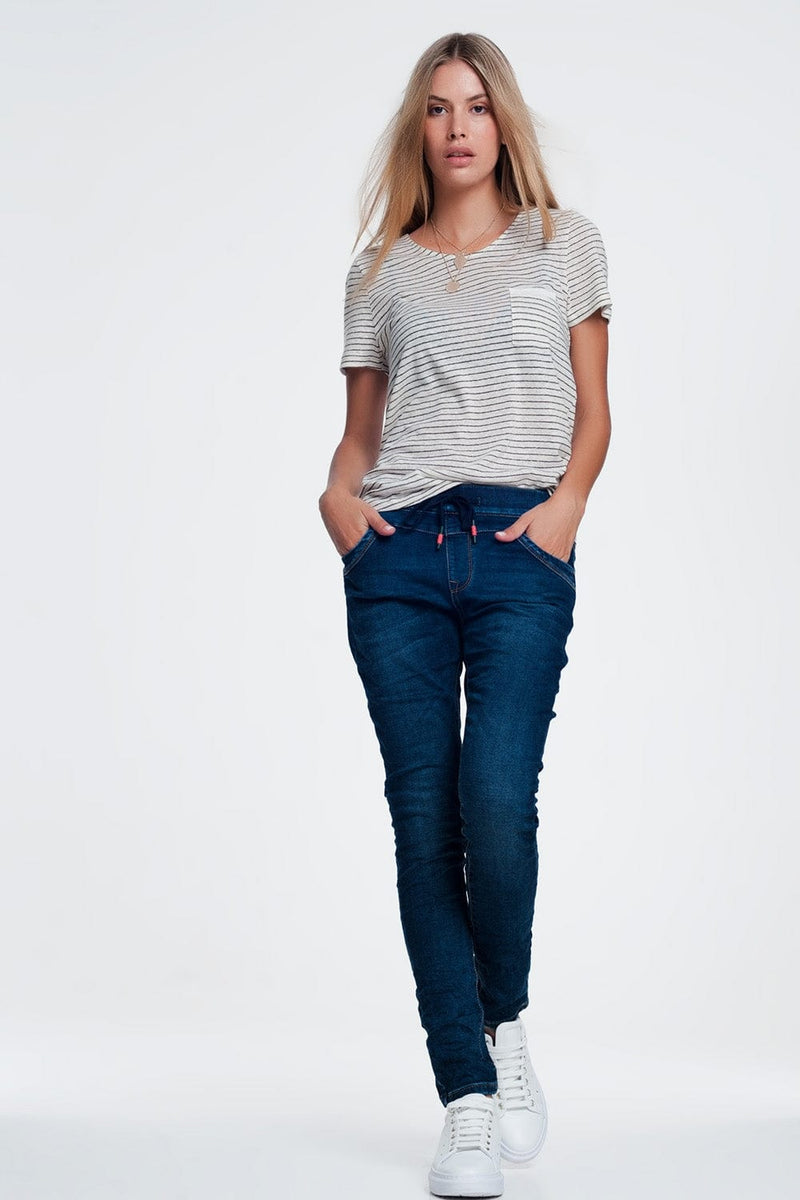 Q2 Jeans Relaxed sportspant jeans with draw cord