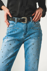 Q2 Jeans Ripped embellished jeans in lightwash