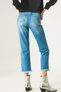 Q2 Jeans Ripped embellished jeans in lightwash