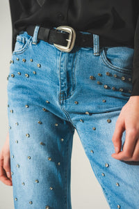 Q2 Jeans Ripped embellished jeans in lightwash