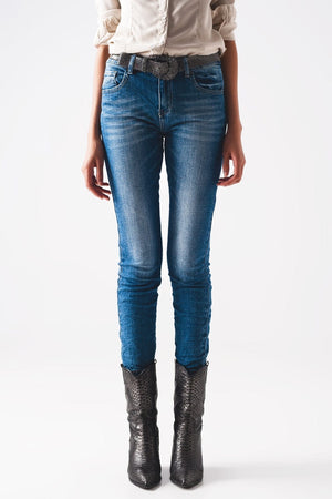 Q2 Jeans Skinny jeans in distressed blue