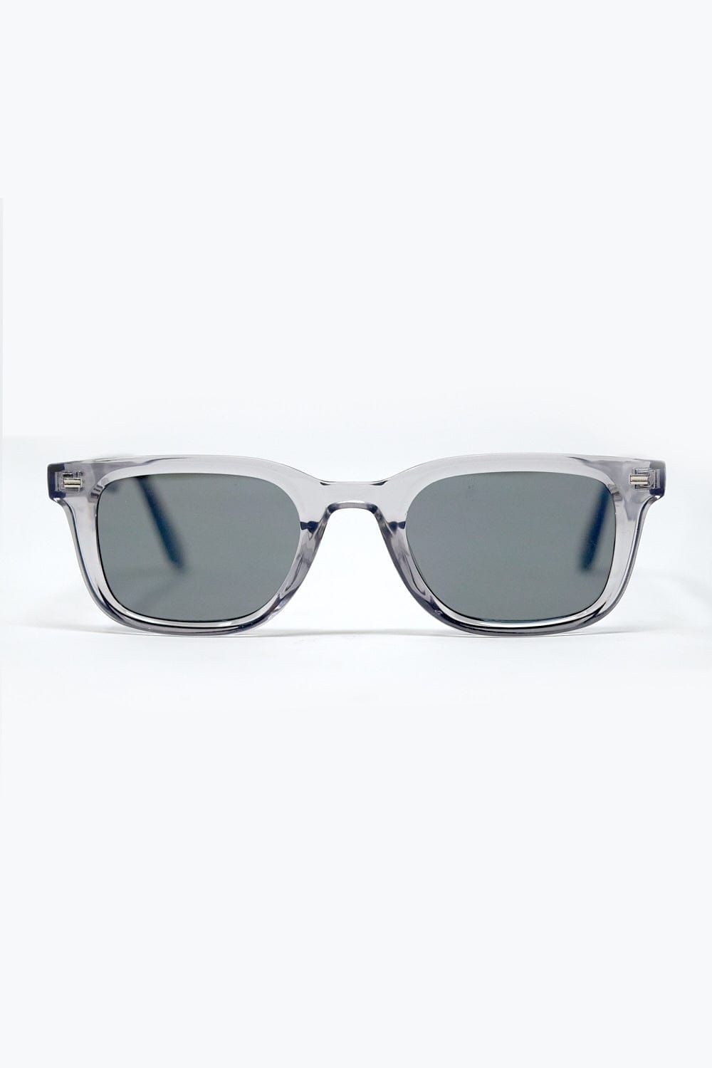 Q2 One Size / Grey Grey Square Sunglasses With Black Gradient Lenses And Metal Side Detail