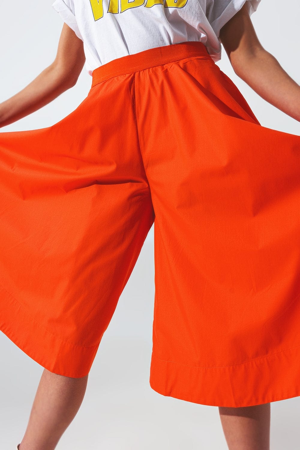 Q2 Pants A-line skirt with elastic waist band  in Orange