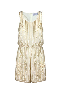 Q2 Pants Beige sequin romper