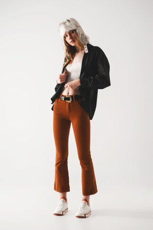 Q2 Pants Cord Flare in Camel