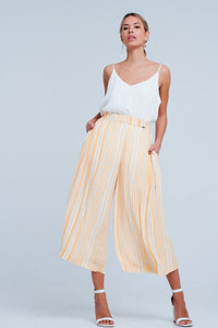 Q2 Pants Culottes in yellow stripe