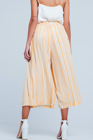 Q2 Pants Culottes in yellow stripe